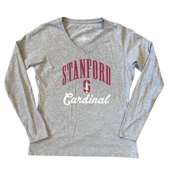 Fanatics Tops - Fanatics Stanford Cardinals Long Sleeve V-Neck T-Shirt Gray 90% Cotton Medium